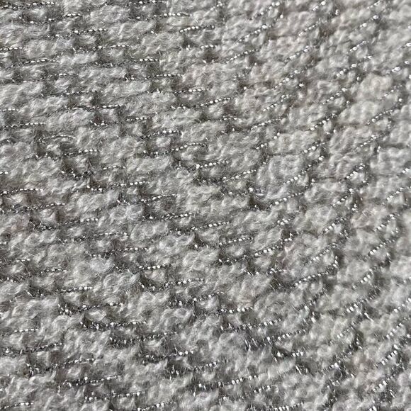 Ralph Lauren Gray Cashmere V-Neck Metallic Herringbone Knit Cardigan Sweater - Picture 7 of 16